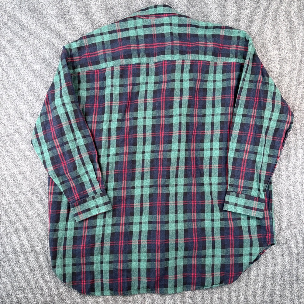 Frank & Eileen Mackenzie Plaid Flannel Shirt Womens OS Green Red Cotton - Picture 3 of 10